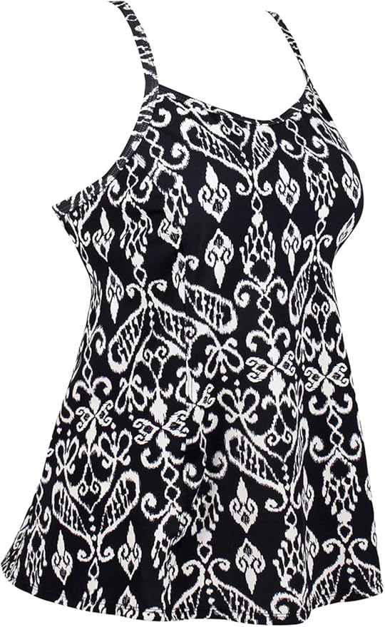 Amazon.com: JINXUEER Women's Plus Size Flowy Swimsuit Crossback Tankini Top Modest Swimwear 