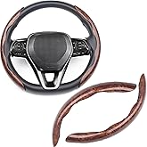 Mtverver Steering Wheel Cover, Wood Grain Steering Wheel Cover, Car Wheel Cover for Men/Women, Universal Fit for 99% Car Steering Wheel,Steering Wheel Accessories (Wood Grain-Brown)