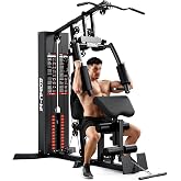 GOIMU Home Gym, M1 Workout Station with 140LBS Weight Stack, Multifunctional Home Gym Equipment with Pulley System for Full Body Strength Training