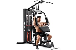 GOIMU Home Gym, M1 Workout Station with 140LBS Weight Stack, Multifunctional Home Gym Equipment with Pulley System for Full Body Strength Training