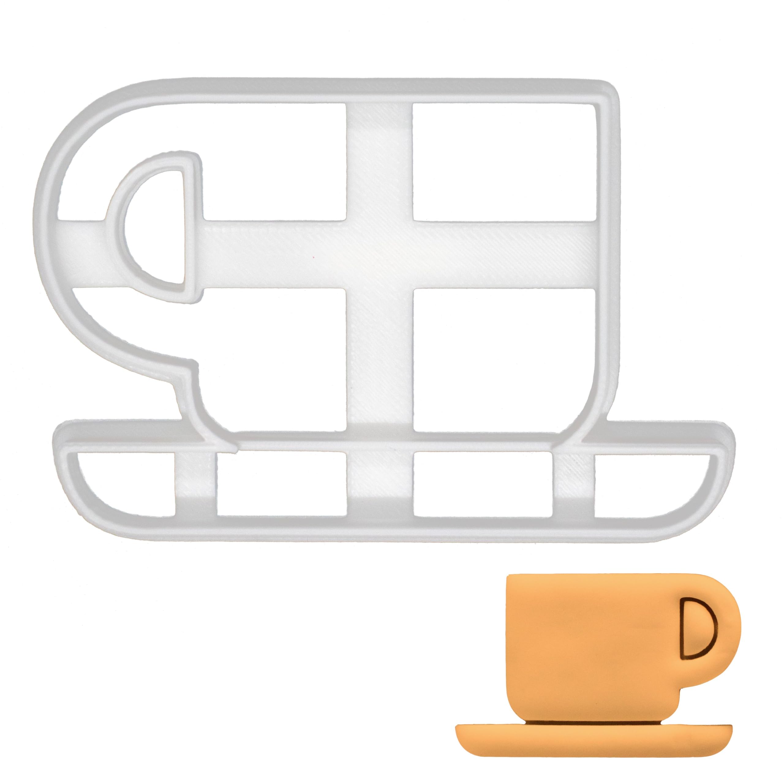 BAKERLOGY Coffee Cup Cookie Cutter - Detailed Biscuit Cutter Design for Baking and Crafts, Ideal on Fondant, Dough, Clay