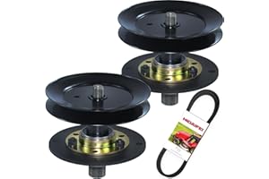 NIDAIFEI 2 Pack 717-0906 Spindle Assembly with 756-0556 Pulley 954-0371A Belt Replaces Cub Cadet, Troy-Bilt, MTD 717-0906, MTD 753-05319, 717-0906A, 917-0906, 917-0906A, 717 0906 for MTD Lawn Tractors