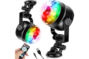[Updated] Litake USB Party Lights LED Disco Ball Light with Sucker 6w, 7 Patterns Sound Activated with Remote Dj Disco Stage Strobe Lights for Halloween Party Car Dance Xmas Home Bar Birthday 2 Pack