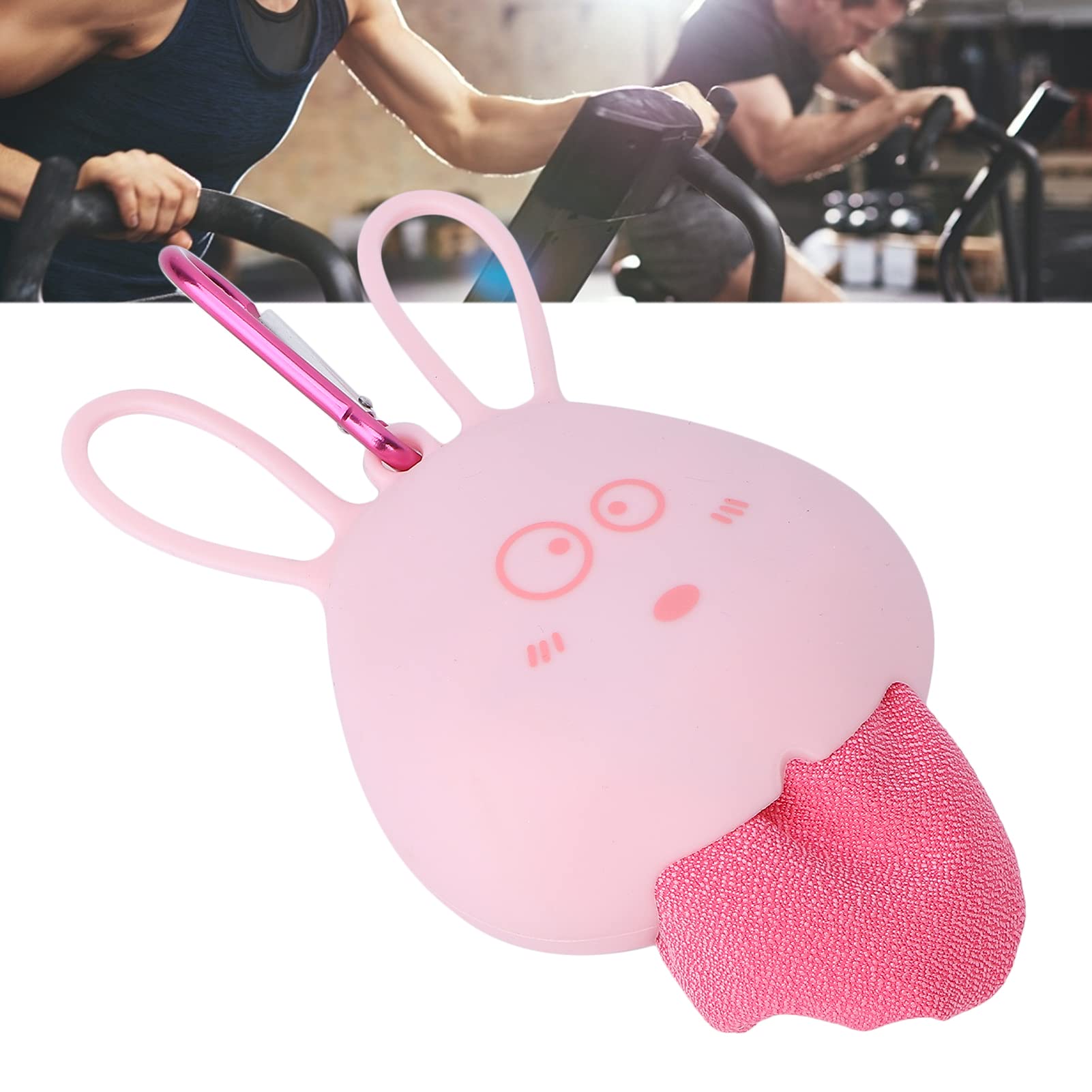 Instant Cold Cooling Towel with Silicone Storage Bag, Quick Dry Sports Towel for Gym & Travel, Perfect for Kids & Women, Cool Bandana 15.7x15.7in Pink Cartoon Rabbit