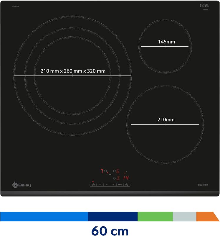 Balay - Placa de indução, 60 cm, Preto, sem estrutura em aço inoxidável3EB967FR
