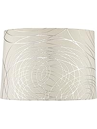 Off-White with Silver Circles Drum Shade 15x16x11 (Spider)