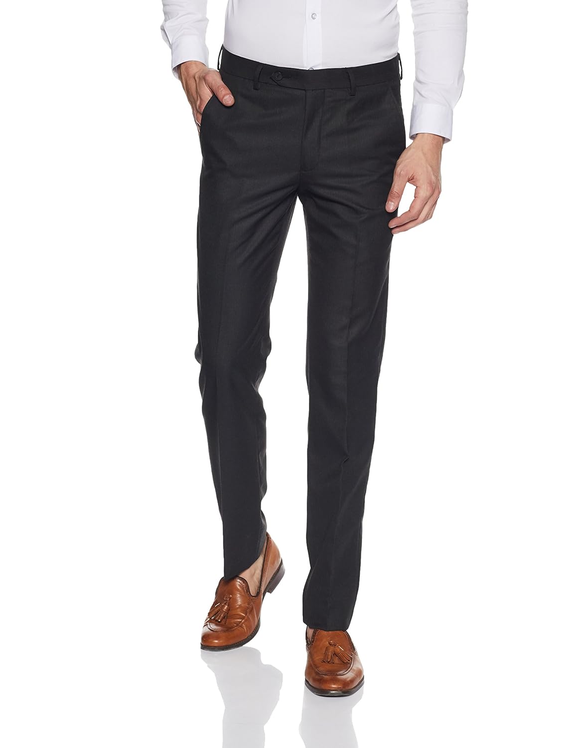 van heusen men's slim fit synthetic formal trousers