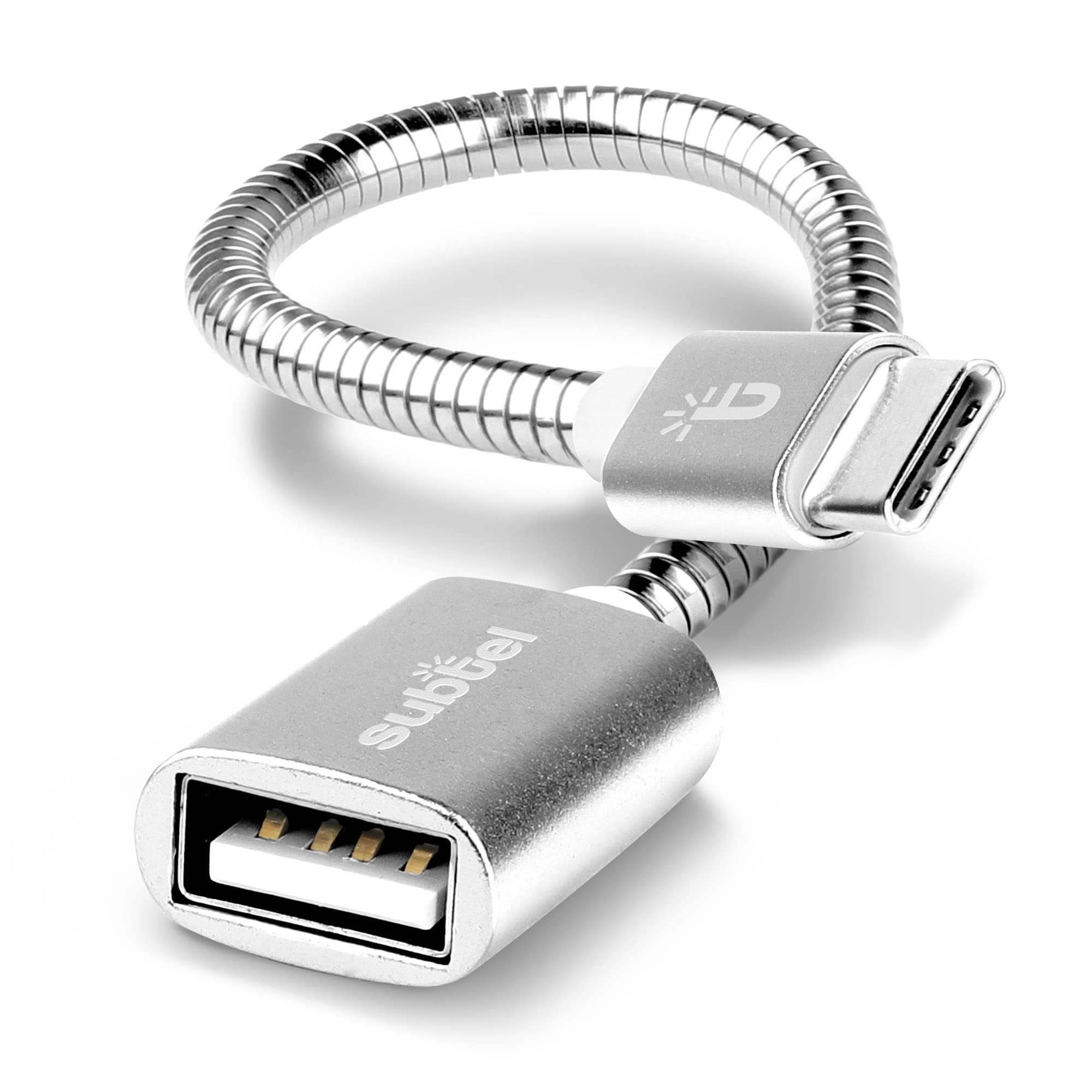 subtel Phone OTG Cable Adapter USB C Type C to USB A OTG 2.0 Compatible for On The Go USB Host Cable 15cm Silver smartphone