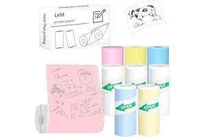 LEBT Mini Printer Paper Thermal Sticker Printer Paper Mini Thermal Printer Paper Photo Printer Labels Kids Camera Paper 9 roll Suitable for Various Inkless Sticker Printers