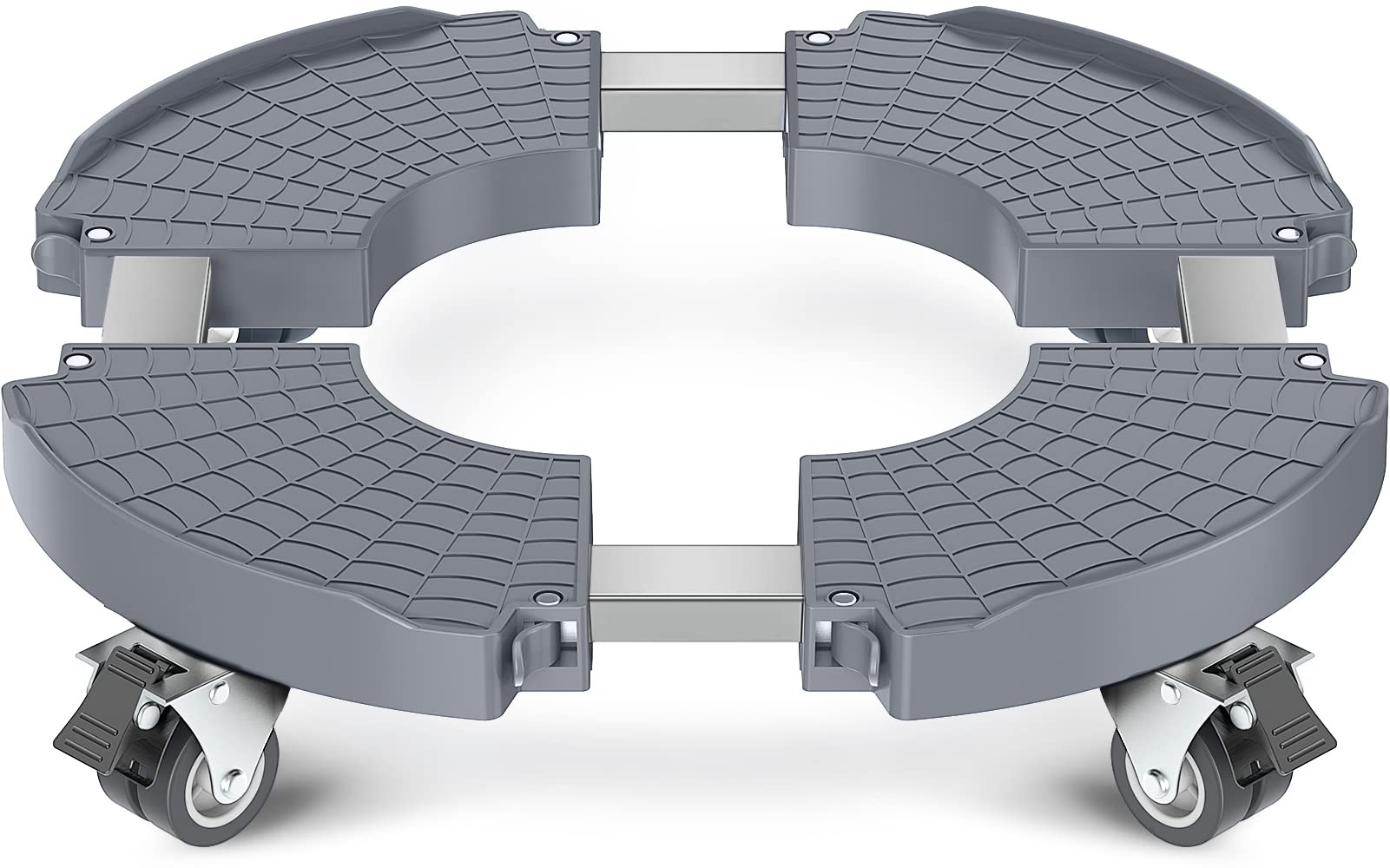 Yeabett Plant Caddy With Wheels, Heavy Duty Trolley 38-56 cm Adjustable, 200kg Load Capacity Lockable Pot Wheels for Indoor Outdoor Large Planter, Garden Flower Pot, Grey, 1 Pack