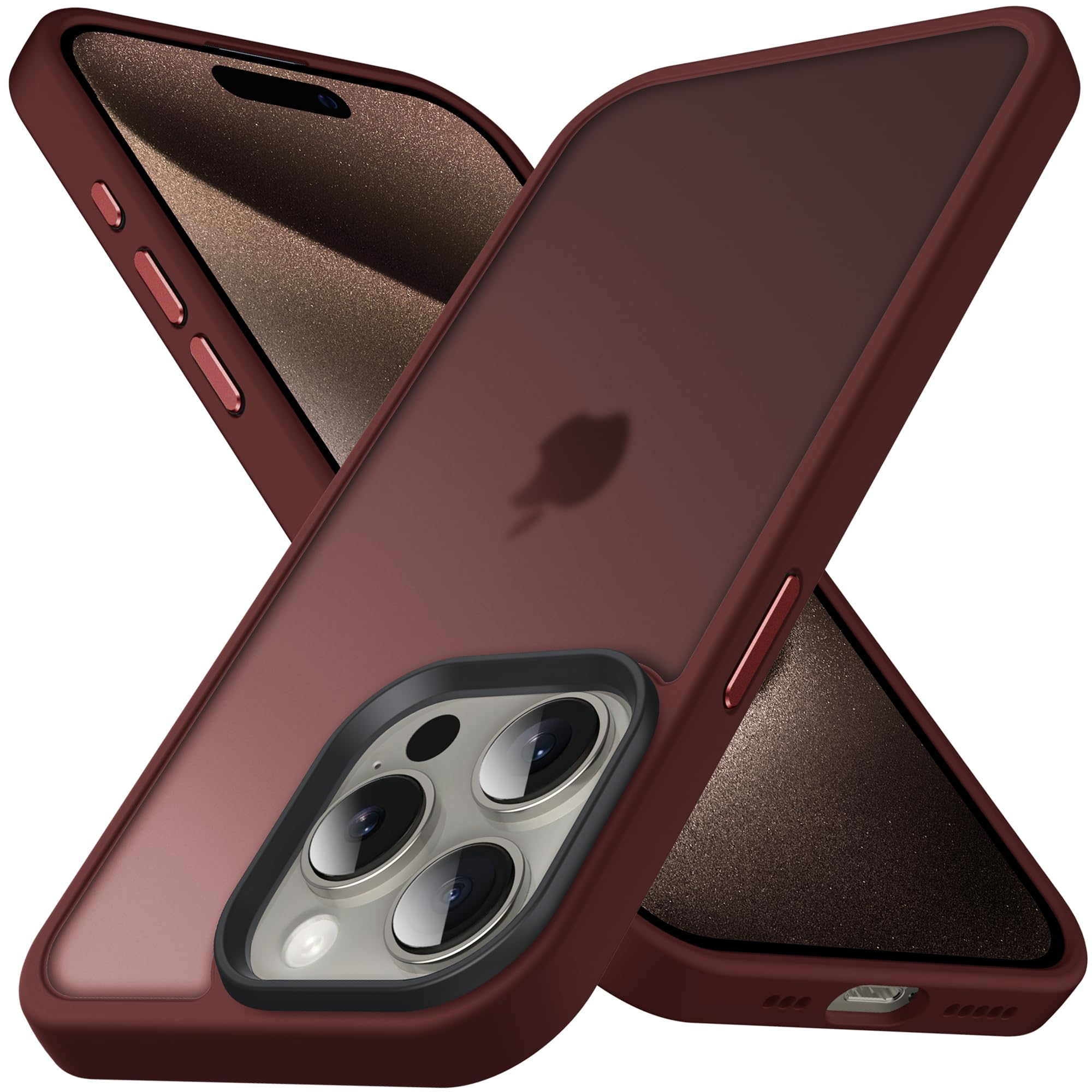 Anqrp Designed for iPhone 15 Pro Max Case, [Military Shockproof] Super Soft Silicone Slim Translucent Matte Protective Phone Cover, Compatible with iPhone 15 Pro Max 6.7", Wine Red — image 1