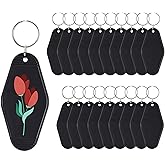 Yoption Blank Motel Keychain Bulk with Key Rings, Hotel Keychains Key Tag for Vinyl DIY Crafts
