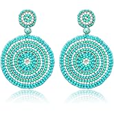 CEALXHENY Beaded Drop Earrings for Women Handmade Colorful Beaded Earrings Boho Statement Beaded Dangle Earrings Summer Beach Jewelry Gifts