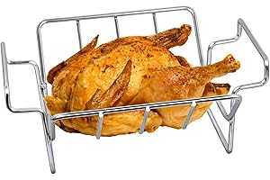 Burly grill Turkey Rack Turkey Roast Rack for Big Green Egg, BBQ Rib Rack for Smoking Turkey Smoker Roasting Rack Roaster Pan Stainless Steel for Large Big Green Egg and Kamado Joe Pit Boss