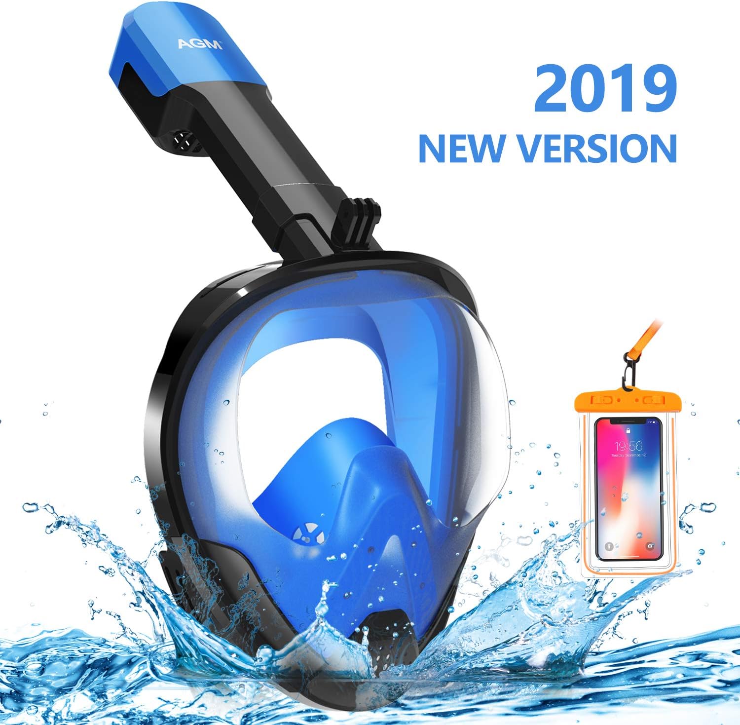 EVOLAND Snorkel Mask Full Face for Adults Kids Youth, Diving Snorkeling Mask Anti-Fog Set with 180° View, GoPro Mount, Easy Breath Dry Top Design, Adjustable Head Straps