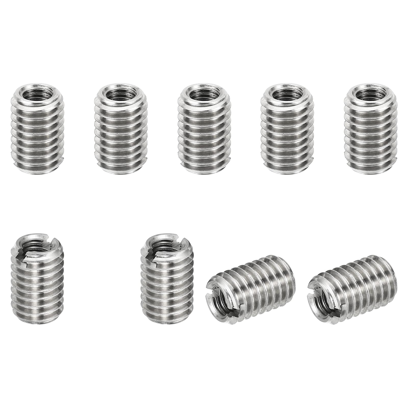 PATIKIL Thread Adapters Sleeve Reducing Nut, 10 Pcs M8*1.25 Male to M5*0.8 Female Repairing Insert Nut Screw Reducer Conversion Stainless Steel Fastener 12mm