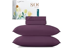 Carressa Linen 800 Thread Count Long Staple Soft Egyptian Cotton Sheet Set, 4 Piece Set, Queen Sheets, Upto 18" Deep Pocket, Smooth & Soft Sateen Weave, Deep Pocket, Luxury Bedding, Plum