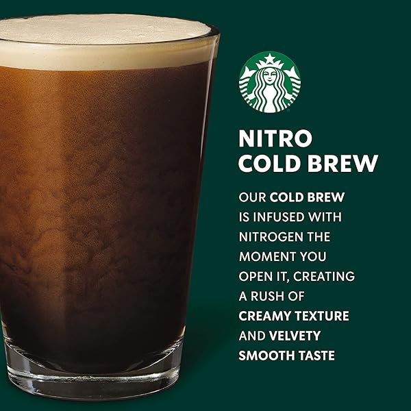 STARBUCKS NITRO COLD BREW COFFEE, SPLASH OF SWEET CREAM, 9.6 FL OZ CANS, ICED COFFEE, COLD BREW COFFEE, COFFEE DRINK (PACK OF 8)