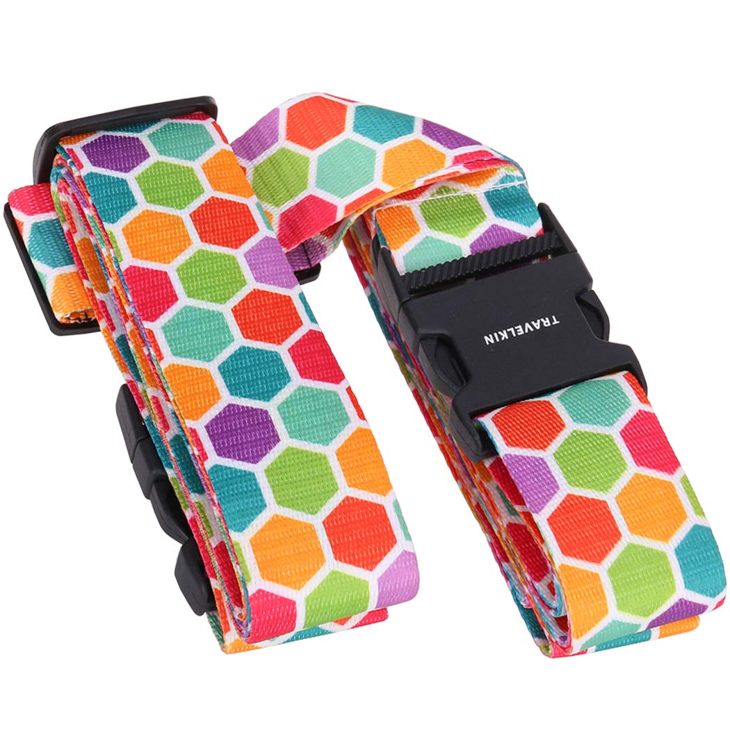 HIMREYLD Luggage Straps for Suitcases Adjustable Cross for Travel Airport, Extra Long 230 & 200 CM for Suitcase 20-32", Buckle Closure & Tag Slot - Honeycomb