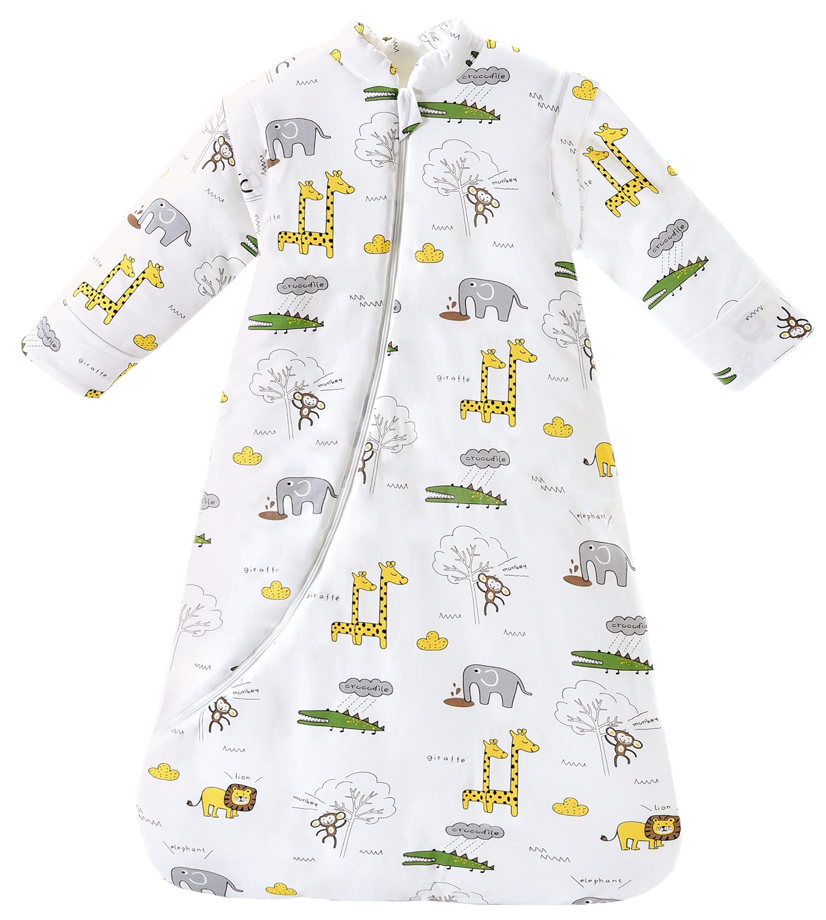 Chilsuessy Baby Sleeping Bag with Detachable Long Sleeves 2.5 Tog Wearable Blanket for Winter Toddler Sleeping Bag Kids Sleeping Sack for Infant Toddler, Giraffe Park, 3-6 Months