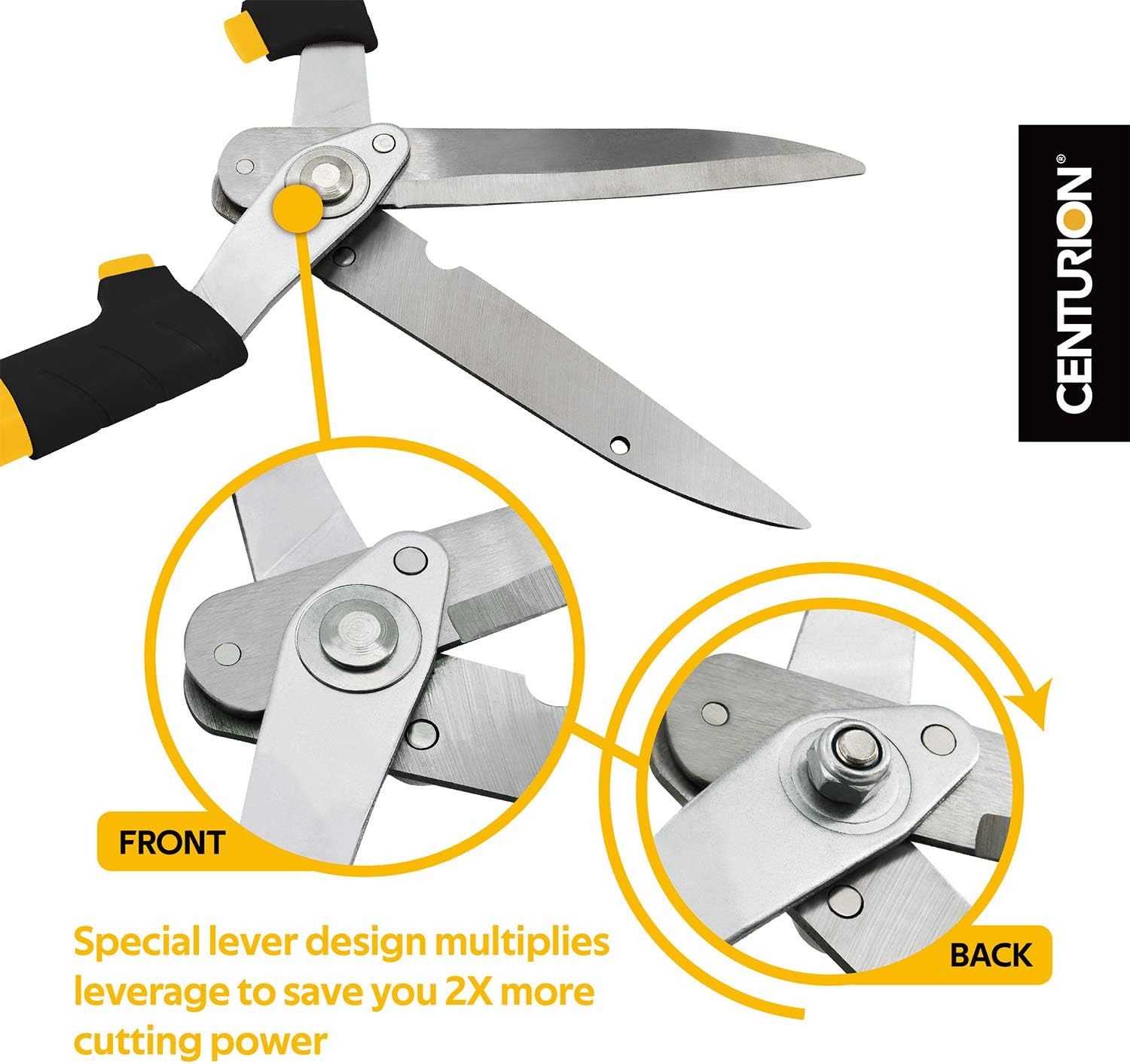 Centurion 208 Hedge Shears with 10-inch Blade, Shock-Absorbing Bumper Aluminum Handles for Trimming Borders, Boxwood, Bushes, Manual Hedge Clippers with Comfort Cushioned Grips : Garden & Outdoor