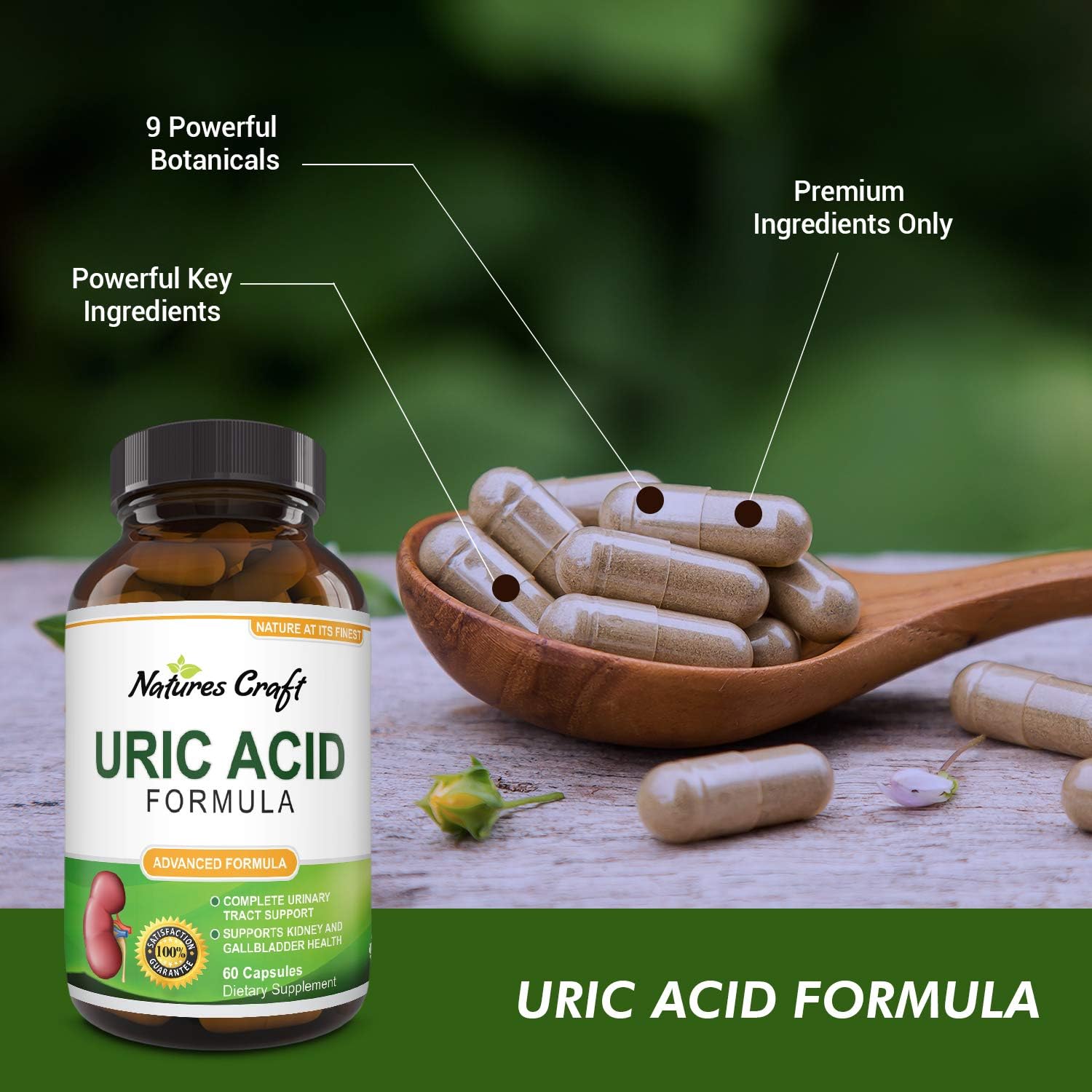 Uric Acid Kidney Support Vitamins for Men and Women – Herbal Cleanse Detox for Joint Comfort Muscle Recovery Pure Tart Cherry Milk Thistle and Bromelain Antioxidant Dietary Supplement: Health & Personal Care