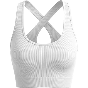U Neck Criss Cross Back Seamless Athletic Crop Workout Tank Top | Quick Drying, Elastic, Seamless