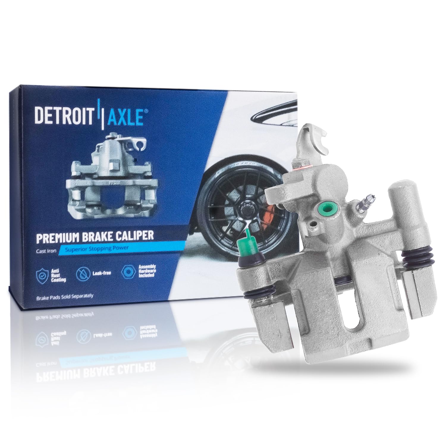 Detroit Axle - Rear Left Brake Caliper for Ford 1991-1996 Escort Mercury Tracer 1990-1994 Mazda Protege 1990-1993 323, Driver Side Disc Brake Caliper with Bracket Replacement Image