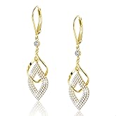 ALEXCRAFT Sterling Silver Twisted Dangle Earrings for Women Hypoallergenic Silver Spiral Drop Earring Cubic Zirconia Leverback Drop Dangle Earrings for Women Dangling Dangly Trendy Jewelry Gifts