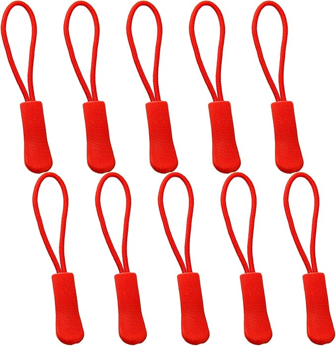 Yzsfirm 10 Pcs Extension Zipper, Red Durable Zipper Pulls