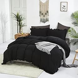 Luxlovery Black Ruffle Comforter Set California