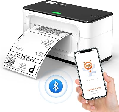 MUNBYN Bluetooth Label Printer 4x6 Desktop Thermal Label Printer White