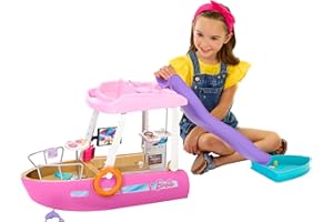 Barbie Boat with Pool and Slide, Dream Boat Playset Includes 20+ Pieces Like Dolphin and Accessories