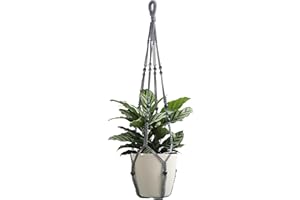 BLUEMAKE Macrame Plant Hanger Indoor Hanging with Wood Beads Macrame Planters No Tassel for Indoor Outdoor Boho Home Decor 35 Inch (Gray,1pc)
