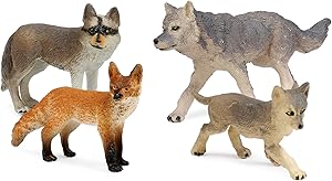 UANDME Wolf Toy Figurines Set, Realistic Wolf Family Figures Cake Toppers