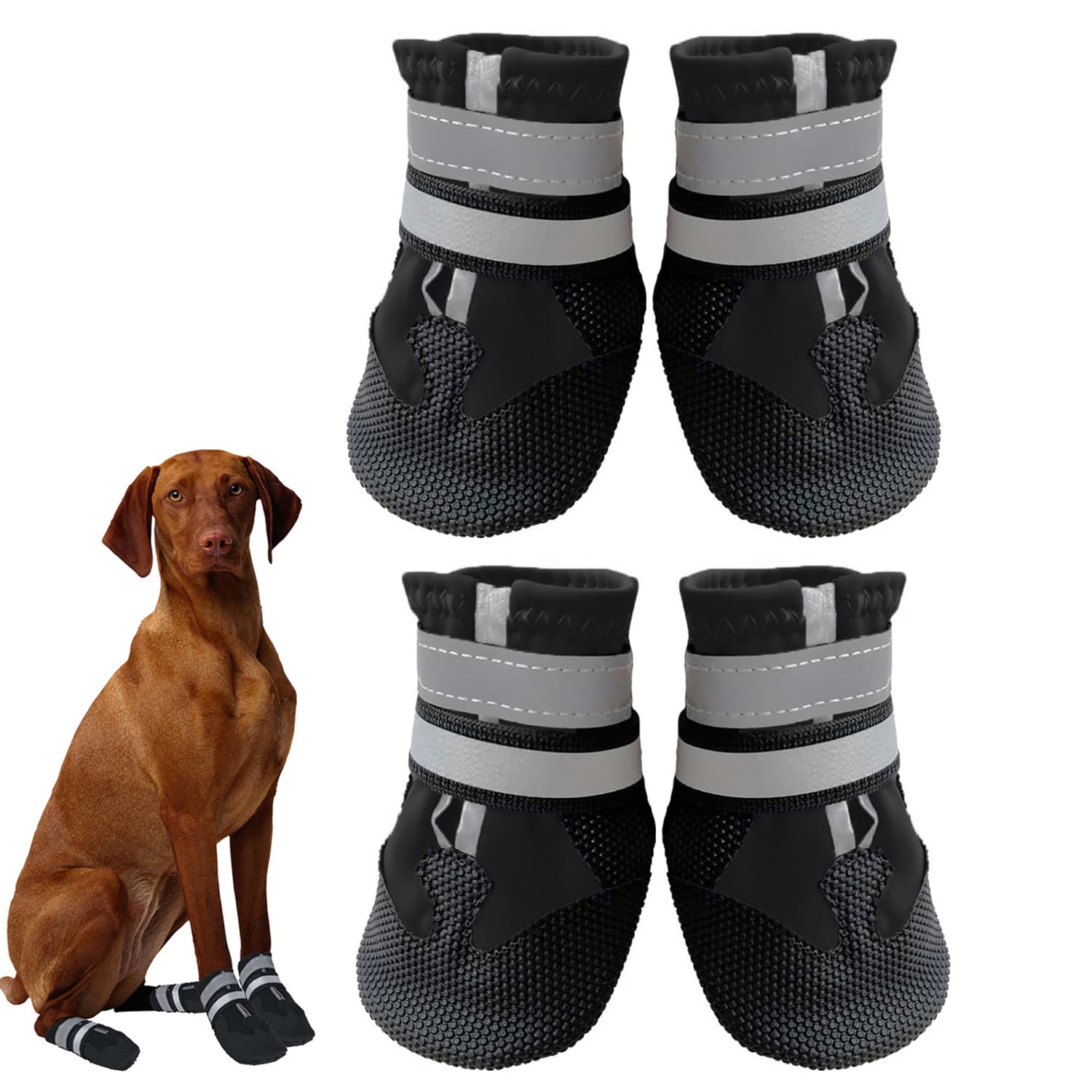 Avvrel Dog Shoes, Dog Boots for Injured Paws, Set of 4 with Adjustable Reflective Straps and Anti Slip Sole for Extra Large Dogs (XL, Black) — image 1