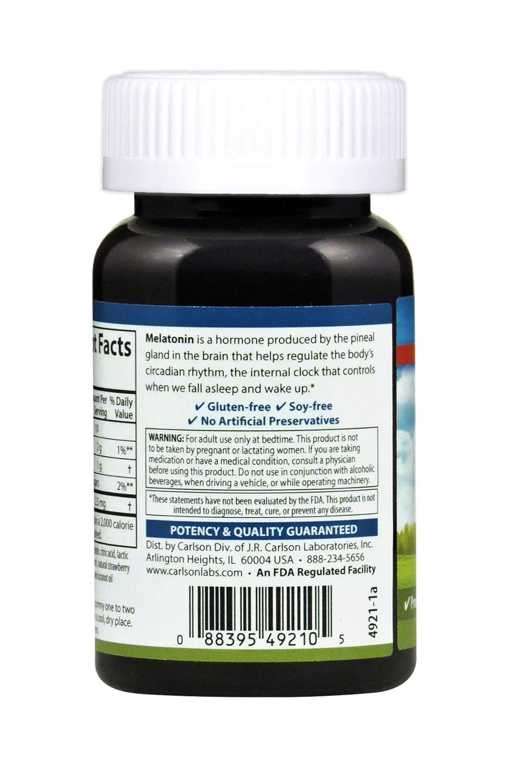 Amazon.com: Carlson Melatonin Gummies - Travel Size, 2.5 mg, Strawberry, Healthy Sleep, 20 Gummies: Health & Personal Care