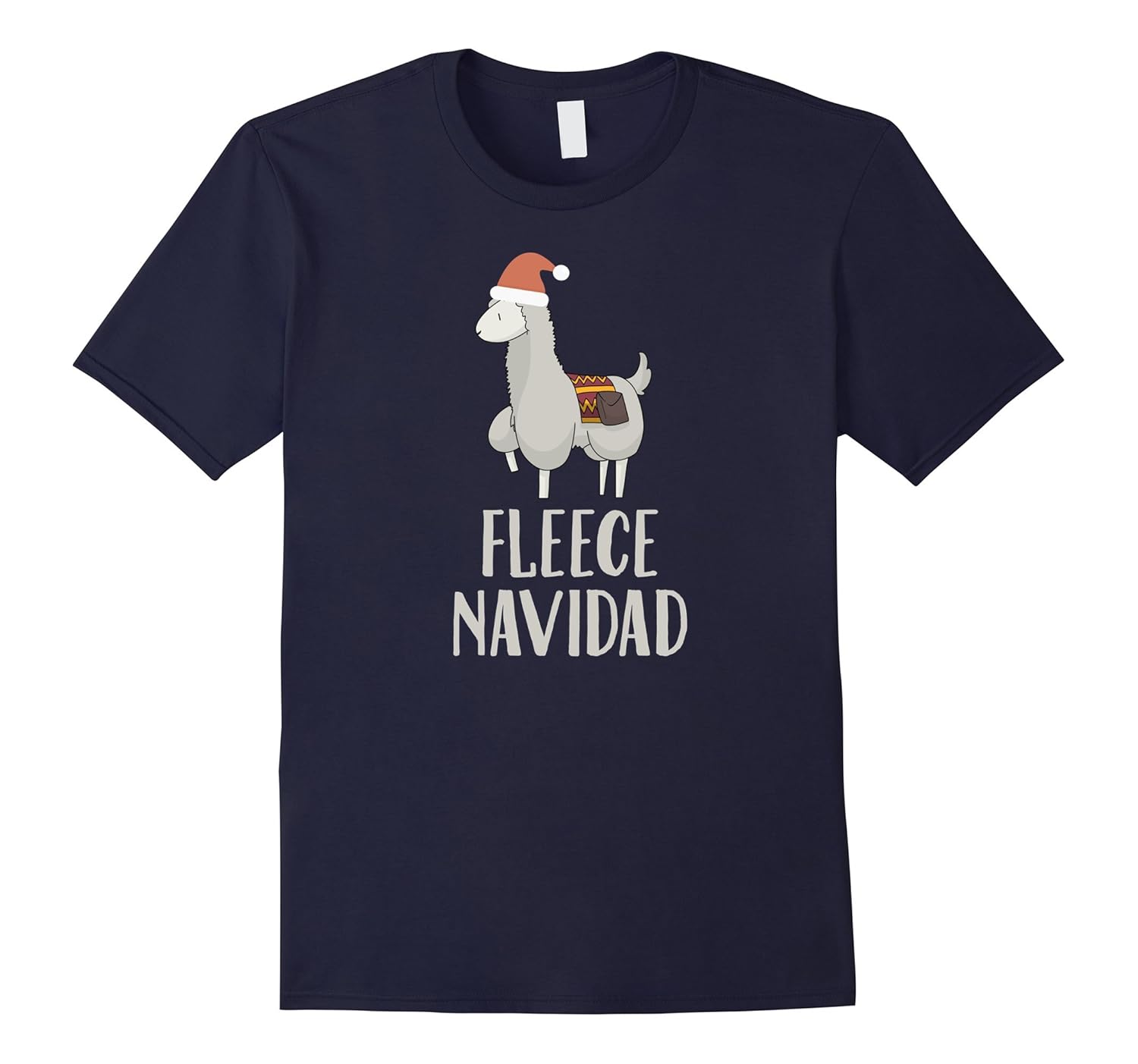 Fleece Navidad Alpaca With Santa Hat Christmas Pun T-Shirt-ANZ