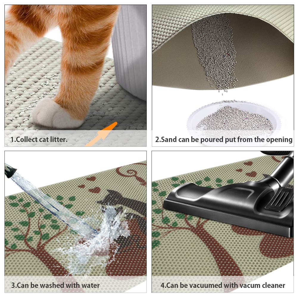 RioRand Cat Litter Mat Trapper Mat 30X18 Inch Honeycomb Double Layer Design Easy Clean Pet Feeding Mat for Litter Boxes