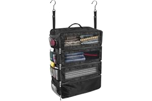 Olosar Suitcase Organizer, Travel Luggage Organizer Portable Hanging Travel Shelves Collapsible Hanging Packing Cubes for Carry on Suitcase