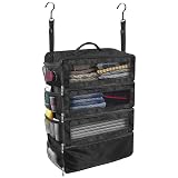 Olosar Suitcase Organizer, Travel Luggage Organizer Portable Hanging Travel Shelves Collapsible Hanging Packing Cubes for Carry on Suitcase, Black-M