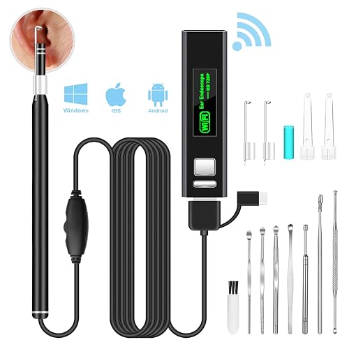 HD LED Ear Wax Removal Camera Otoscope Kit With Pick Set For Kids & Adults