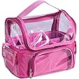 BS-MALL Makeup Bag, Transparent PVC Clear Travel Makeup Brush Holder, Tool Organizer Case with Shoulder Strap (Hotpink)
