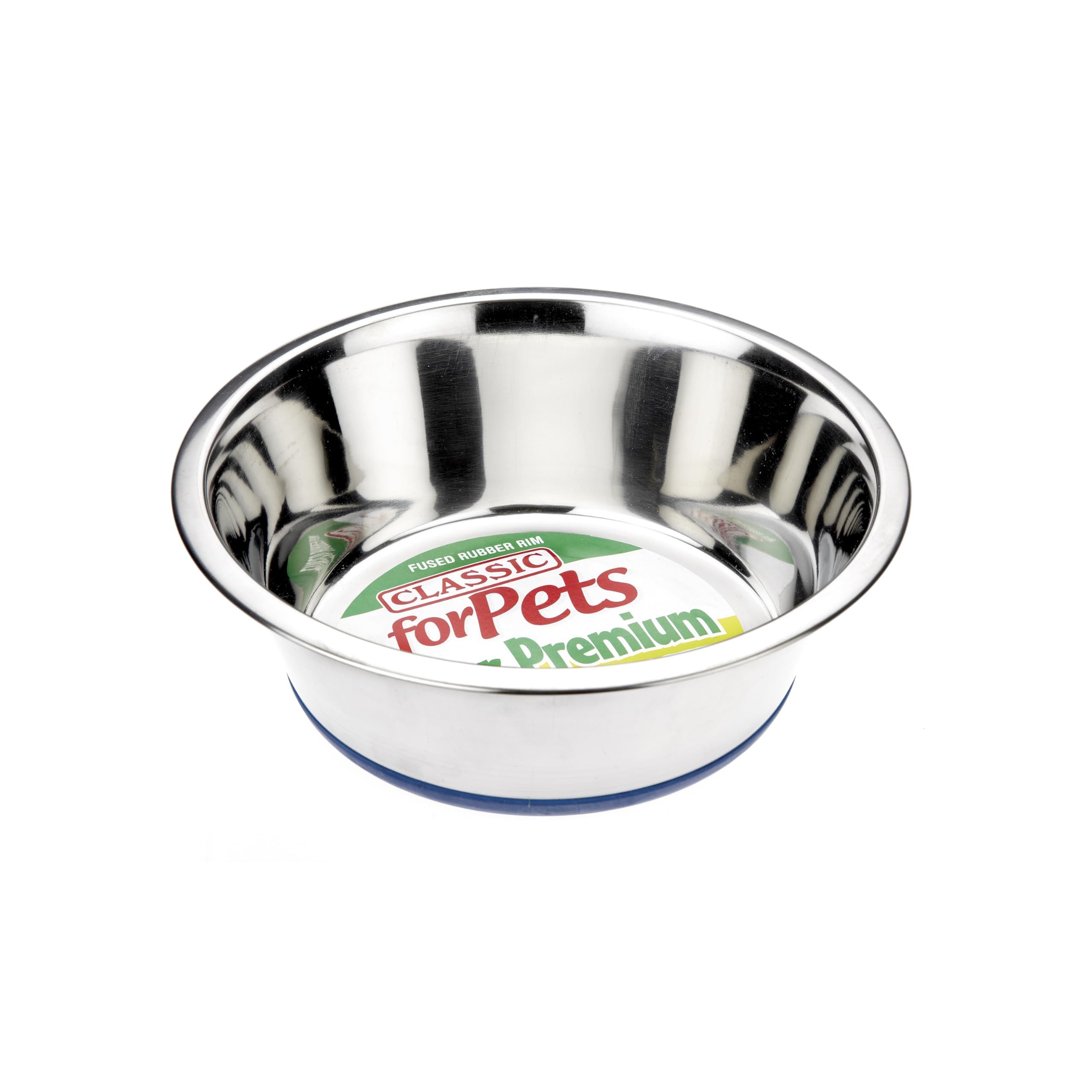 CLASSIC Pet Products Non-Slip Stainless Steel Dish (1600 ml - 215 mm, 8.5 inch Diameter Dog Bowl), clear