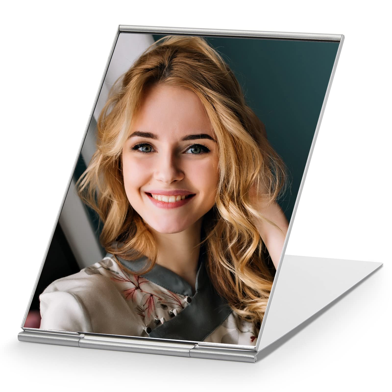 Photo 1 of MIRRORNOVA Portable Folding Mirror, Ultra-Slim Durable Makeup Tabletop Mirror for Travel with Aluminum Shell, Large Size 6"