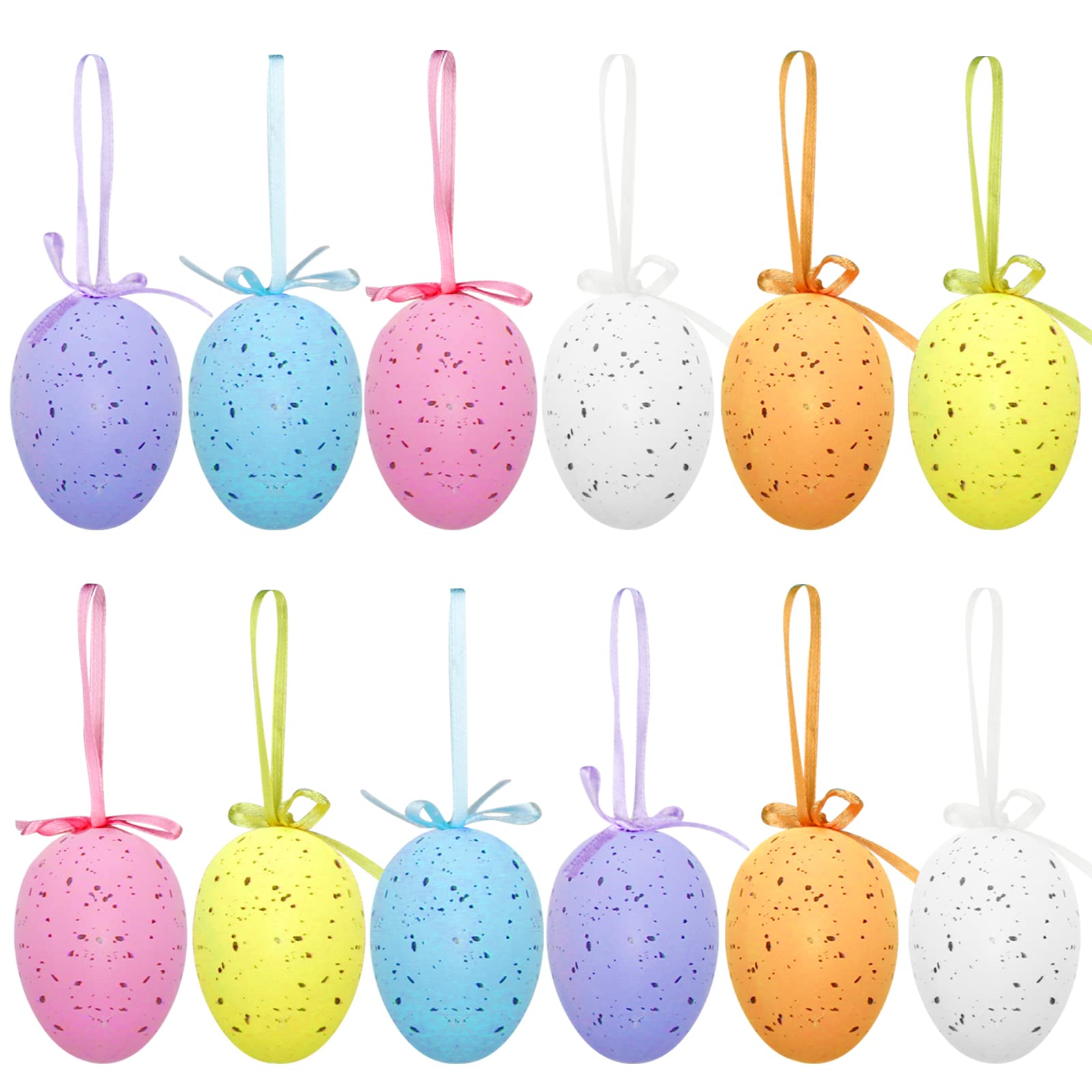 Photo 1 of 12Pcs Easter Eggs Decorations Hanging Ornaments Colorful for Easter Basket Tree Decor Party Favors Supplies Home