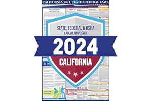 COMPLIANCE AUDIT CENTER 2024 California State and Federal Labor Laws Poster - English - OSHA Workplace - All in One Required Compliance Posting 24" x 36" - Laminated (English)