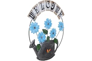 IMIKEYA Metal Sunflower Welcome Sign Hanging Flower Door Decor for Front Porch Rustic Farmhouse Home