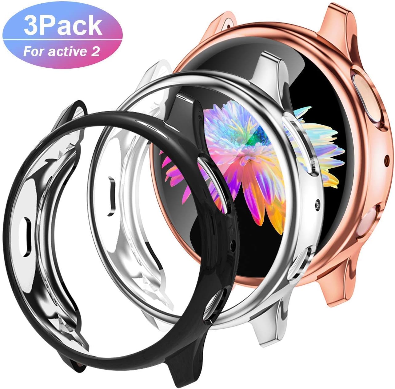 Amazon Com Geak 3 Pack Compatible For Samsung Galaxy Watch Active 2 40mm Case 3pack Case 2 Piece Bands Perfect Combination For Your Samsung Galaxy Active Watch