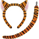 Xcgbxzd Fancy Tiger Costume Accessories, Cute Tiger Ears Headband and Tail for Halloween Animal Dress Up